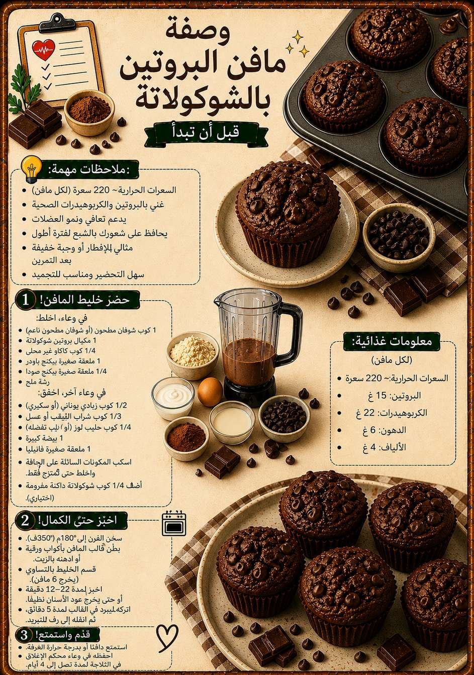 مافن البروتين بالشوكولاتة