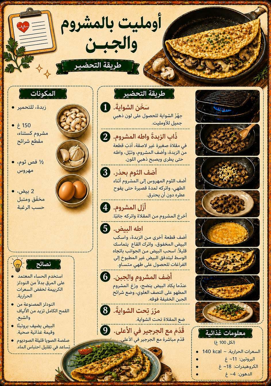 أومليت بالمشروم والجبن