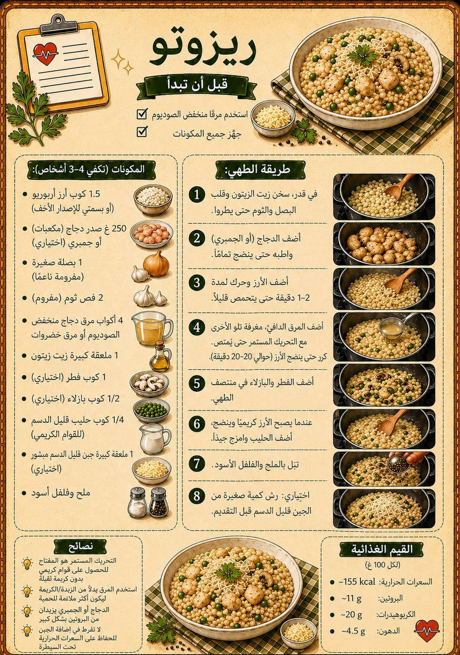 ريزوتو بالدجاج والمشروم